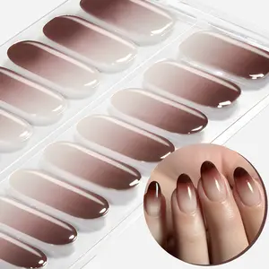 16pcs Gradient Gel Nail Strips, Self-Adhesive Full Set, UV Lamp Required, Easy Apply & Remove, DIY Nail Art Kit for Women and Girls