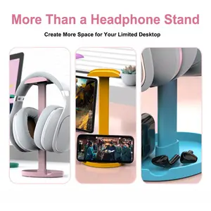 Space-Saving Gaming Headset Stand, Desktop Organizer Headphone Holder, Headphone Hanger, Compact Desk Mount, Ideal for Gamers and Office Use