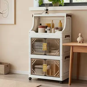 Plastic Storage Box, Modern Style, Open Shelves, Space Saving Foldable Design, Ideal for Living Room, Bedroom, Kitchen, Office