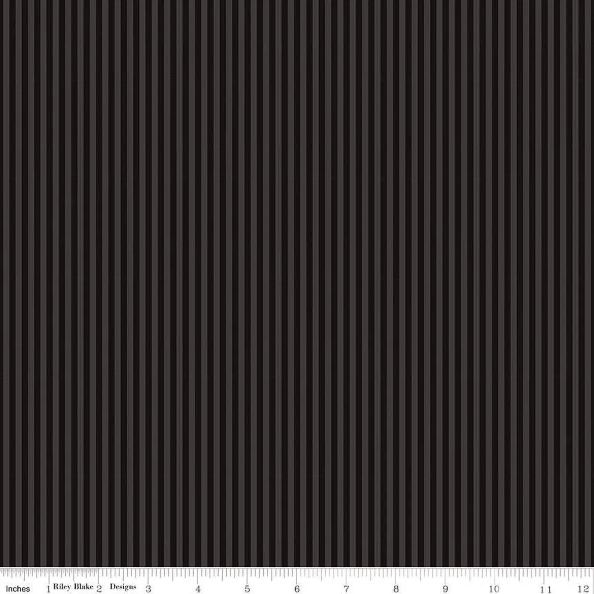 Fabric Riley Blake Basics Black 1/8" Tonal Stripes by the Quarter Yard C500-BLACK