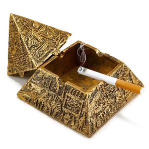 pyramid design ashtray, 1 count desktop ash holder with lid, decorative storage box for home office balcony yard