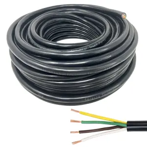 Heavy Duty 14 Gauge 4 Way Conductor Wire RV Trailer Cable Cord Insulated Stranded Pure Copper 100% Copper Conductor Color Coded PC P2 DOT FMVSS 108/SAE Approved 14/4