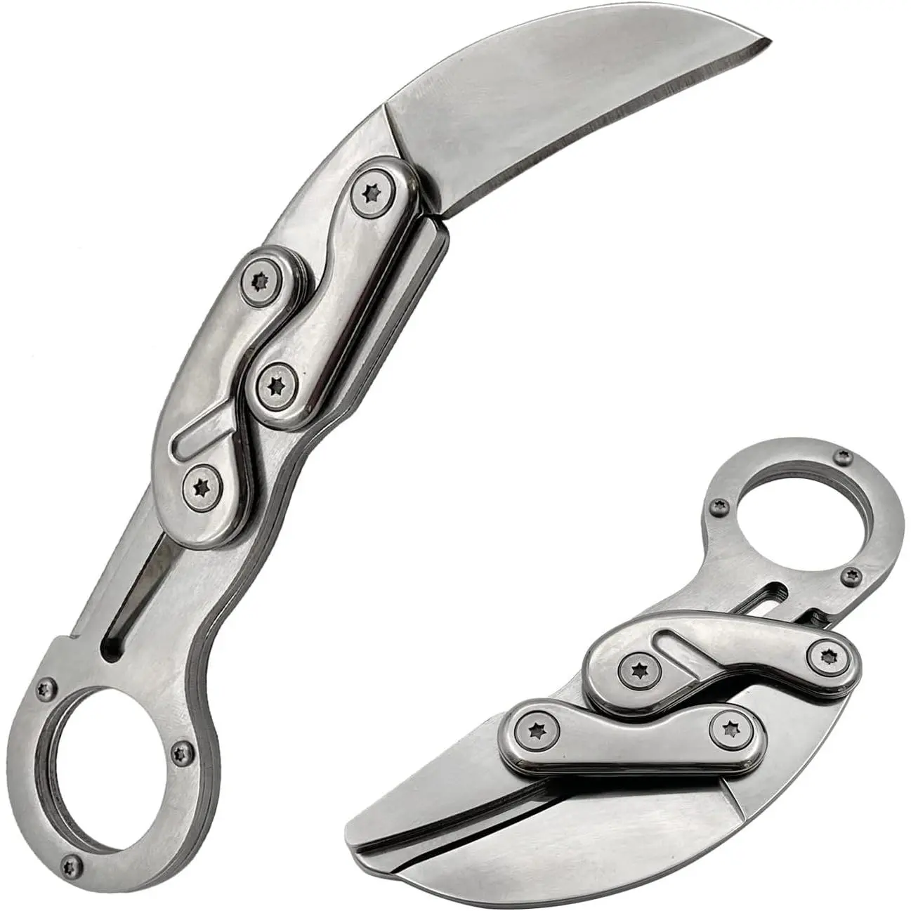 Outdoor Mini Camping Stainless Handle Survival Knife Multifunction Outdoor Tactical Rescue Tools Folding Hunting (new claw knife silver)