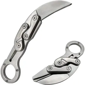 Outdoor Mini Camping Stainless Handle Survival Knife Multifunction Outdoor Tactical Rescue Tools Folding Hunting (new claw knife silver)