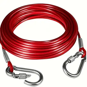 Wire Rope Cable with Lobster Claw Clasps - Durable & Rust-Resistant, Ideal for Deck Railing Systems, Outdoor Hanging Kit, Garden Fence, and Dog Leash, Outdoor Railing Accessory|Versatile Cable|Rustresistant Finish, Marine Cabl