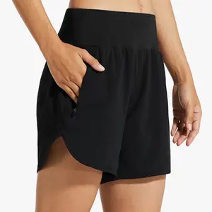 Libin Women's 5 Inch Athletic Shorts with Quick Dry Liner, Lounge & Sports Gym Shorts with Zipper Pockets
