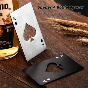 5pcs Stainless Steel Diamond Card Bottle Opener, Creative Poker Deck Home Use Cap Opener Tool, Beer Opener a