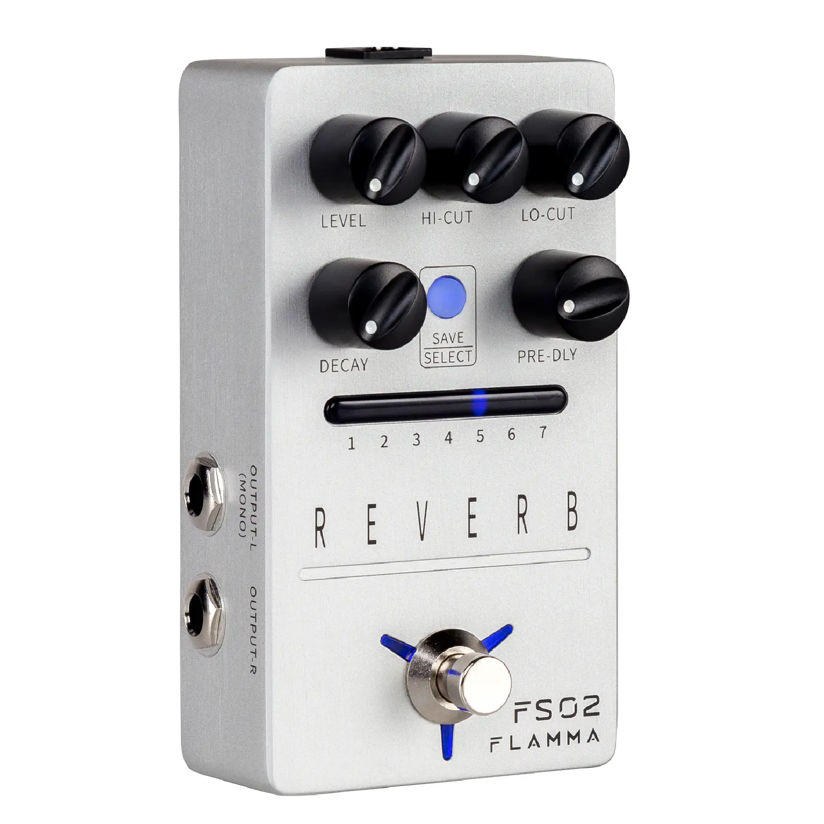 FLAMMA FS02 Reverb Pedal Stereo Guitar Effects with 7 Storable Preset Slots 7 Reverb Effects Room Hall Church Cave Plate Spring Mod True Bypass Trail On, Compact