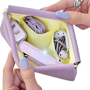 Waterproof Foldable Cosmetic Case - 11-13cm Multi-Layer Organizer for Lipstick & Makeup, Portable for Travel (White/Black/Purple
