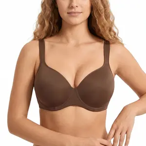 HSIA Joan Comfortzone Unlined Plus Size Full Coverage Underwire Support Minimizer Bra Instantly Slims 1 to 1.5 Cups Pain Free Wider Cushioned Straps U Shaped Back Smoothing Naked Feel T Shirt Bra for Big Bust Women Anti Sag Daily Lingerie