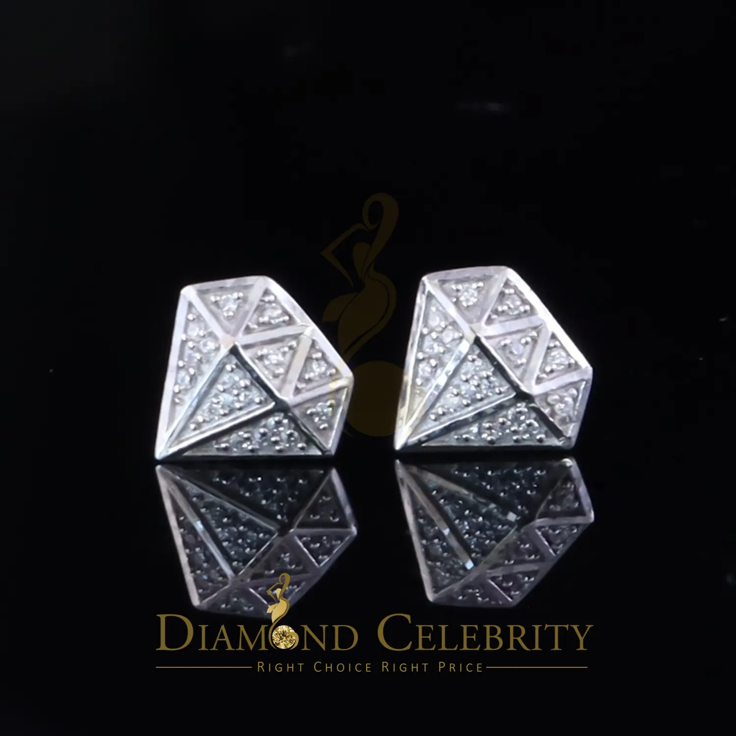 Diamond Celebrity’s 0.24ct Cubic Zirconia 925 White Silver Women’s & Men’s Hip Hop Stud Earrings