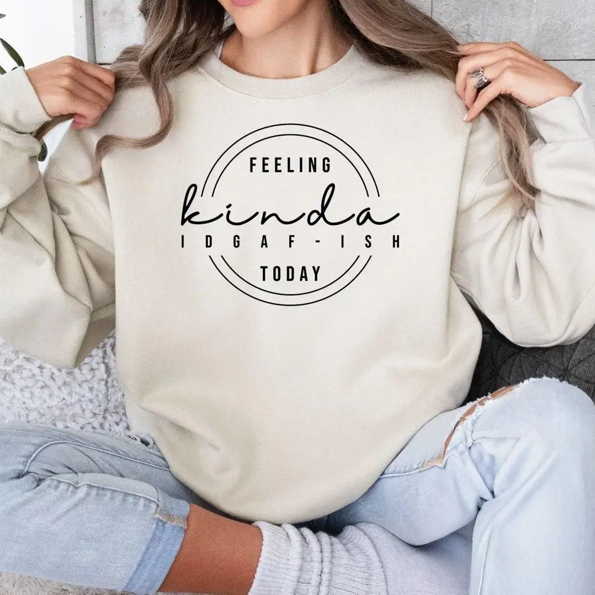 Feeling Kinda IDGAF-Ish Sweatshirt, Funny Sweatshirt, Sarcastic Gift Unisex Sweatshirt Full Color Sweatshirt