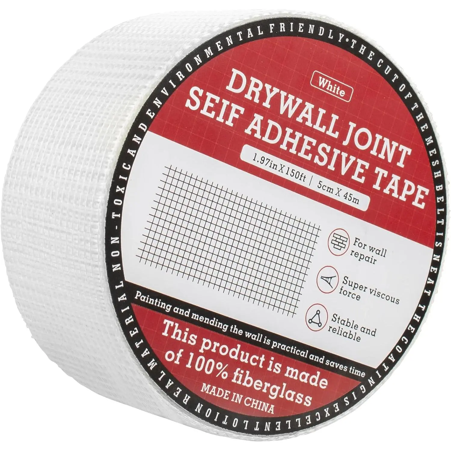 Drywall Joint Tape, Fiberglass Mesh Tape for Drywall Repair,1.97"x150 Ft Self-Adhesive Drywall Mesh Tape for Sheetrock Crack Repair