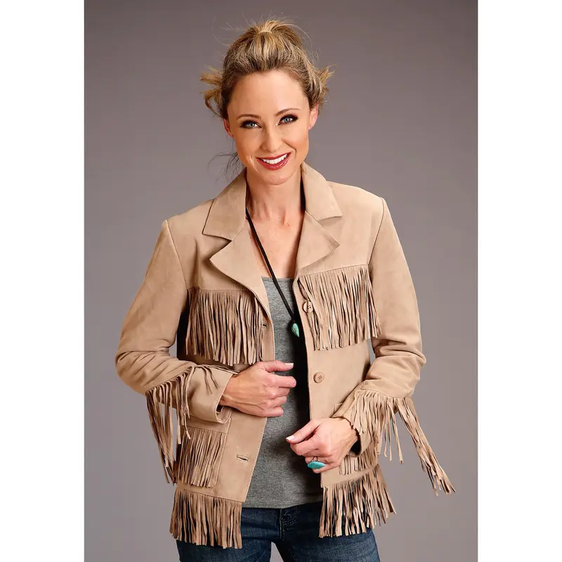 Women's Stetson Tan Suede Western Jacket w/ Fringe
