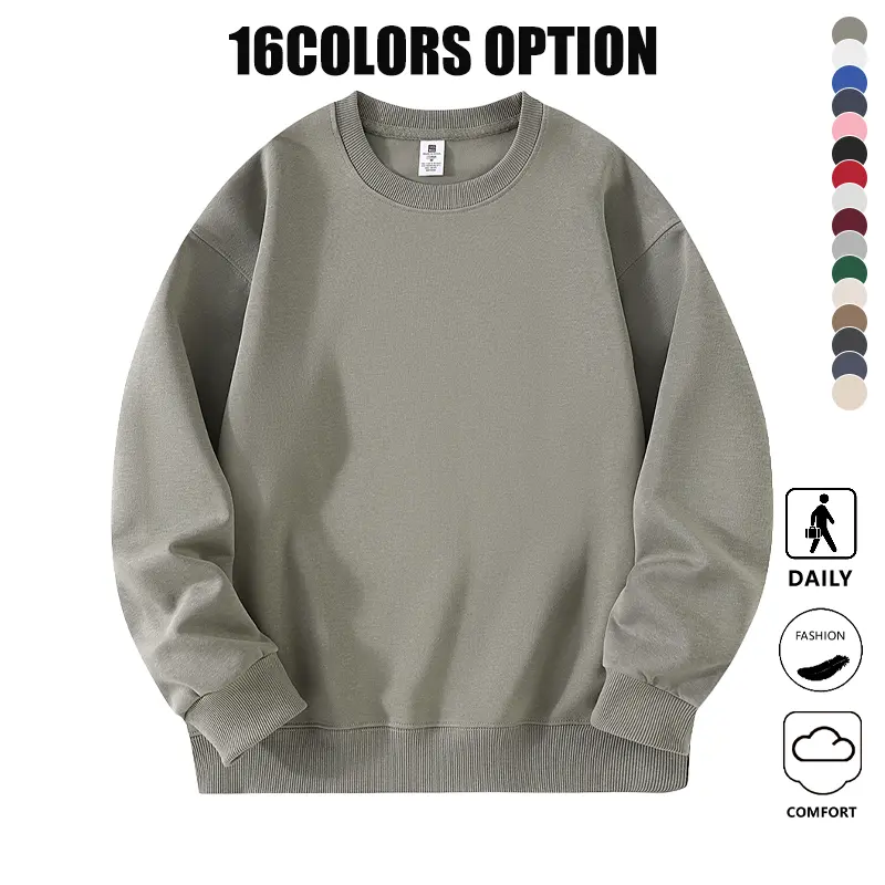 Men's Solid Color Crewneck Sweatshirt - Skin-Friendly Long-Sleeve Pullover Tops, Casual Base Layer for Everyday Wear & Workouts