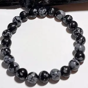 Snowflake Obsidian 8mm Stretch Crystal Healing Bracelet Unisex