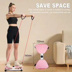 2-in-1 Twist Stepper with Resistance Bands, 350 LBS Capacity, Portable Home Gym Step Machine for Full Body Workout, Core & Leg Training Equipment with Replacement Parts