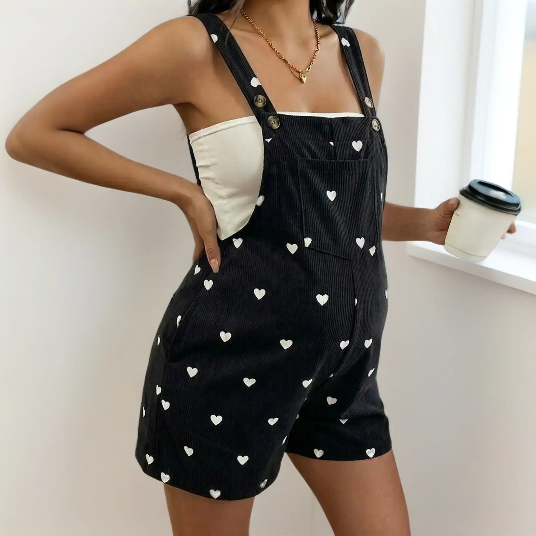 Maternity Printed Overall Shorts, Adjustable Waist & Shoulder Straps Corduroy Bib Shorts, comfortable pregnancy loungewear Women's Maternity Bodysuit Shorts Romper