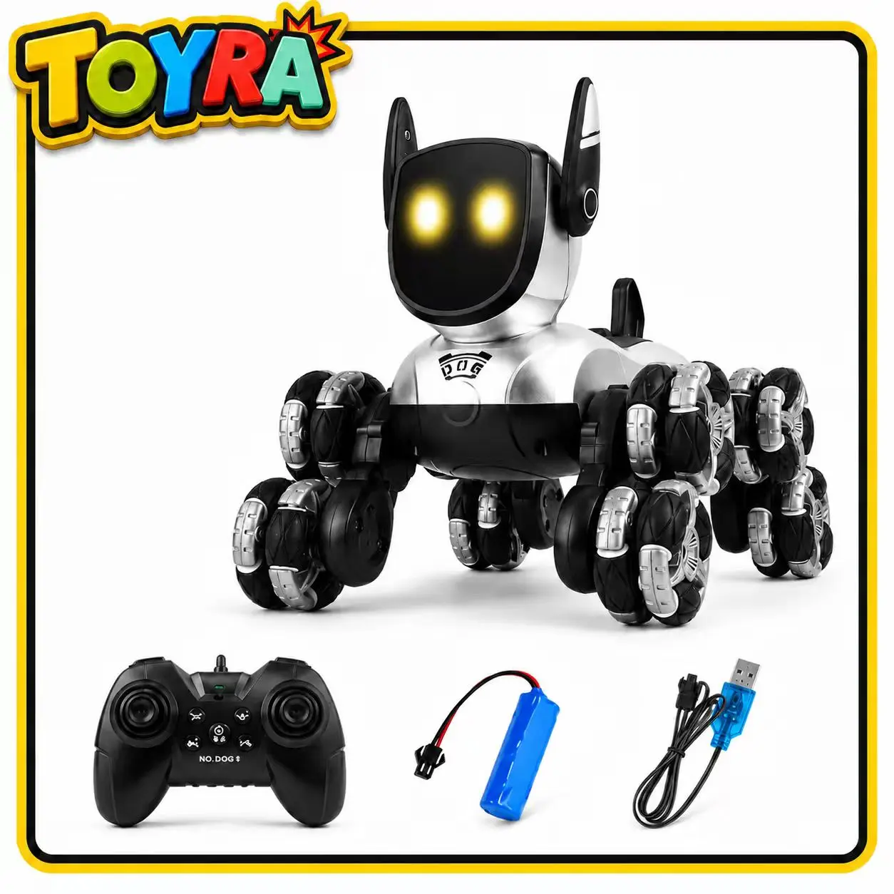 Remote Control Dog Toy Car, 8wd LED LightsMusic, Interaction, 360° Spin Drift,Interactive Smart Robot, Gift for Kids BoysGirls, Realistic Robot Puppy, 2.4GHz