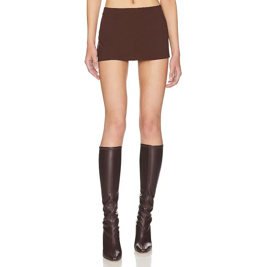 GUIZIO Micro Mini Skirt in Brown