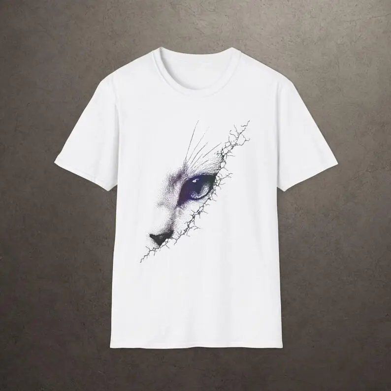 Cracked Cat Eye T-Shirt | Stylized Feline Portrait