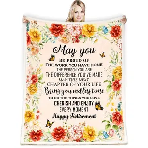 Retirement Blanket Microfiber Polyester, 50"x60" for Women, Teachers, Nurses, Coworkers, Boss, Mom, Grandma, 2023
