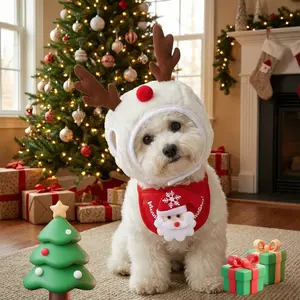 Christmas tree/Reindeer Pet Costume Set – Festive Hat & Scarf Costume for small pet, cat, rabbit, bunny, small dogs, Best Christmas Gift for pet family