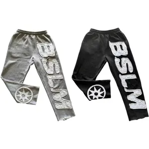 Retro Sweatpants Y2K Clothes Mens Womens Harajuku Hip Hop Letter Embroidery Patch Oversized Sweatpants Casual Jogg Pant Menswear Trouser