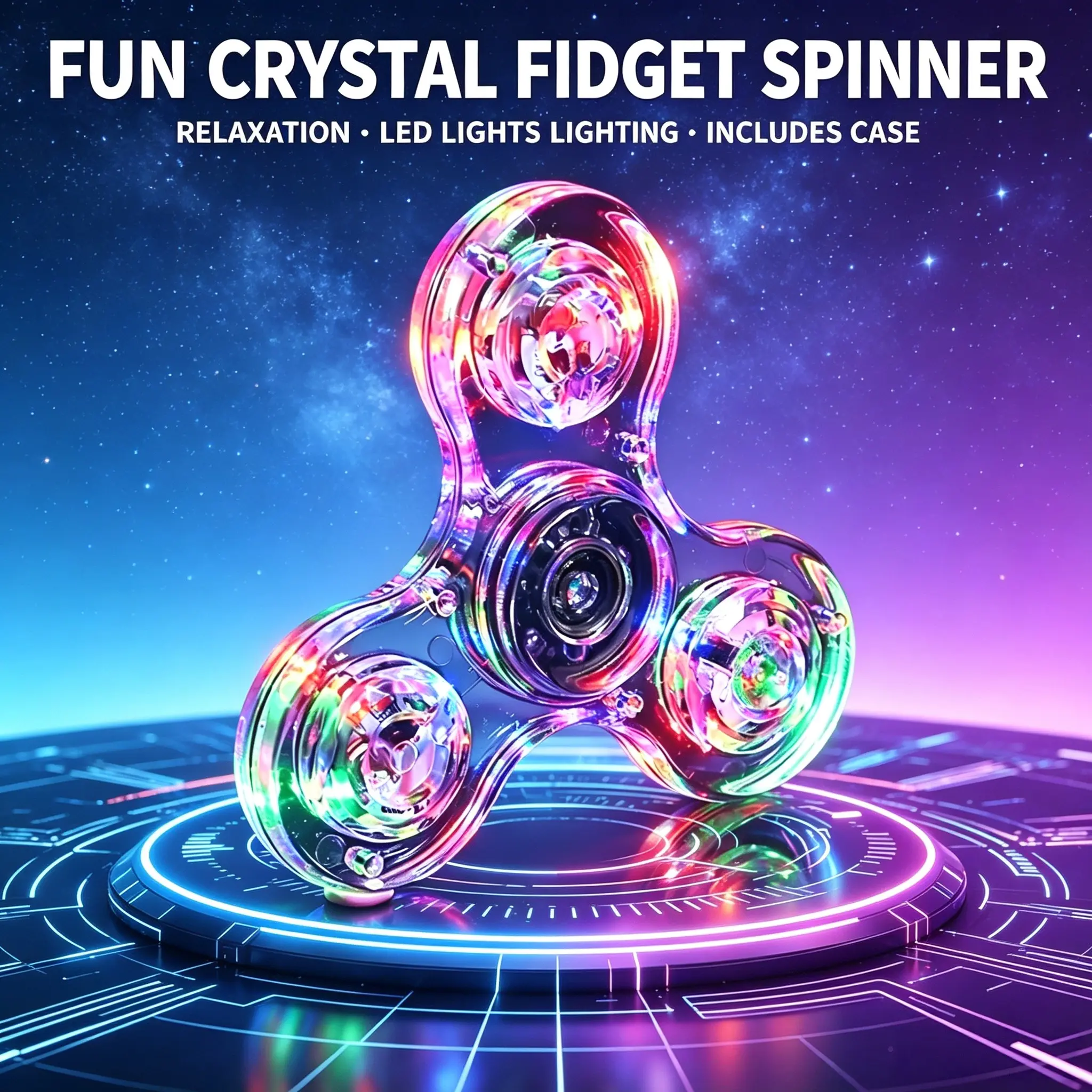 Luminous Fidget Spinner Crystal LED Fidget Spinner Luminous Fidget Toy Multiple Light Patterns Cool Fidget Spinner Perfect Birthday Gift For Adults Stress Relief Tools Stress Relief Gadget Stress Relieving Accessory
