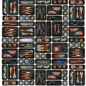 Tool Box Organizer 42 Pcs Set Tray Divider Set, Desk Drawer Organizer, Garage Organization and Storage Toolbox Accessories for Rolling Tool Cabinet