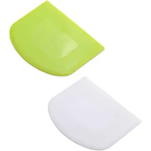 2 count Dough Scraper Bowl Scraper -safe Plastic Dough  Flexible Plastic Scraper Practical Bench Scraper Multipurpose  Scrappers for Bread Dough Cake Fondant Icing, White, Green