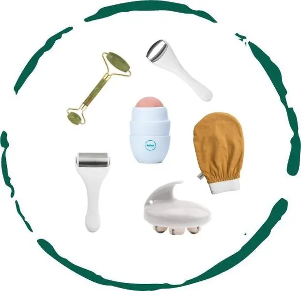 6-in-1 Premium Skincare Accessories Collection - Ice Rollers, Jade Roller, Body Massager, Raw Silk Exfoliating Glove, and Volcanic Stone Oil-Absorbing Roller Bundle for At-Home Spa & Daily Facial Care Tool Set