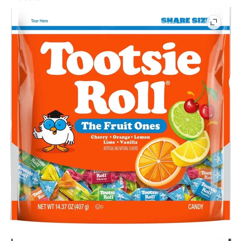 Tootsie Roll Fruit Chews, Assorted Fruit Flavors, 14.37 oz. Gluten Free, Peanut Free. Contains Milk and Soy.