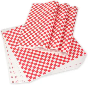 JIRNGLA 100PCS Deli Paper Sheets 12x12" – Grease-Resistant Wax Food Basket Liners, Checkered Sandwich Wrapping Paper for Parties, Restaurants & Outdoor Use