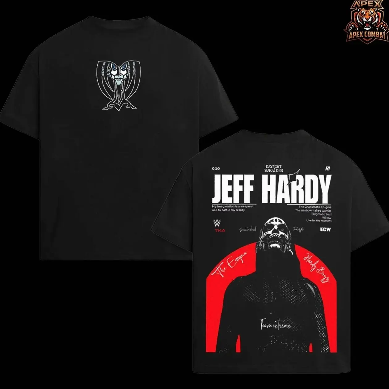 Jeff Hardy Charismatic Enigma Wrestling Graphic T-Shirt, Hardy Boyz Inspired Streetwear Tee, WWE TNA ECW Vintage Style Shirt, Artistic Face Paint Design, Oversized Cotton Unisex Casual Outfit, Retro Fan Apparel Gift CIK
