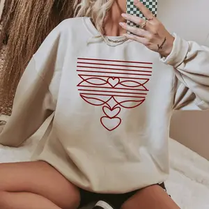 Western Valentine's Sweatshirt, Cowboy Boot Heart Stitch Valentines western clothing, western cowgirl stuff, western outfits for women, country girl stuff, western tops, sweatshirts for women, country western clothing, western for women country clothes