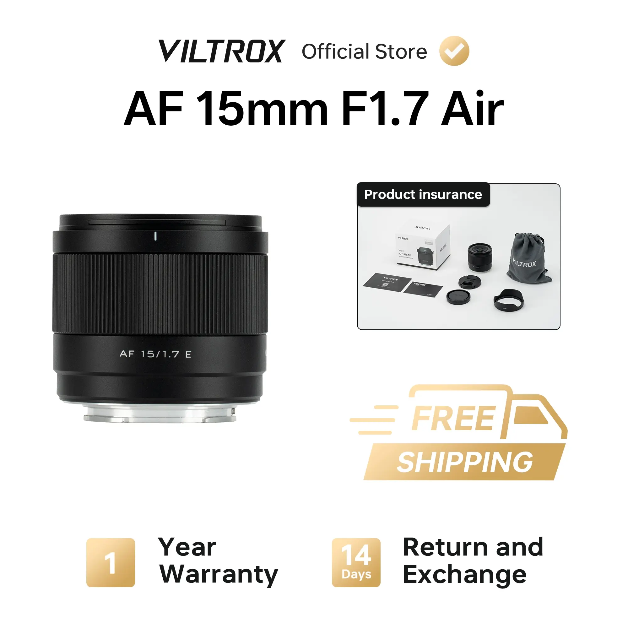 Viltrox AF 15mm F1.7 Air E Optical Camera Lens - Wide Angle Fisheye with 84.9° Field of View, STM Autofocus, Manufacturer Warranty for Professional Video Use, Manufacturer Warrenty