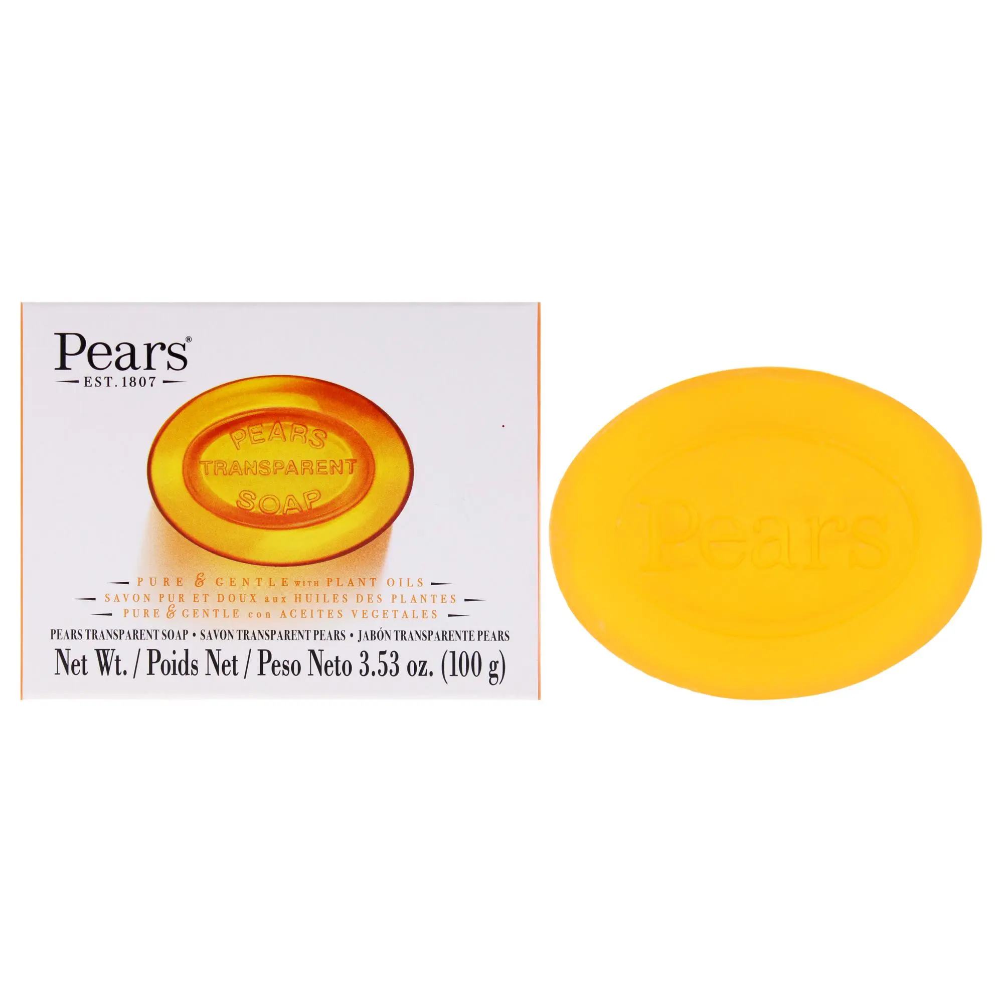 Pears Amber Unisex Bar Soap, 3.5oz, Pure with Glycerin Oil and Natural Oils for Gentle Cleanse