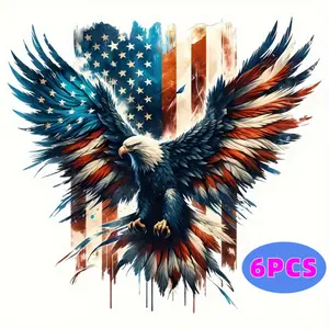 6 Pack American Flag Stickers for T Shirts Jeans Bags Hats Masks - Washer Safe and Durable Decals