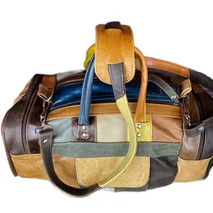 Patchwork Leather Duffle Travel Bag - Rugged & Beautiful Vintage Look