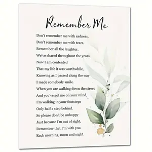 Remember Me Wall Art Poster, Memorial Remembrance Gift, Encouragement Gift for Pet, Sympathy Funeral Gift, Memorial Poem, Bereavement Gift, Sympathy Poem