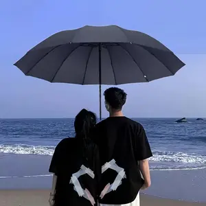 Double Heart Pattern Folding Umbrella, 1 Count Manual 12-rib Reinforced Windproof Waterproof Umbrella, Durable,  Outdoor Compact and Easy To Carry Umbrella for Men, Women and Students