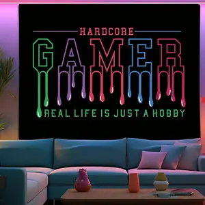 Gaming Room Decor Tapestry, Aesthetic Gamer Room Decor for Boys Bedroom, Funny Black Wall Tapestry for Bedroom Living Room Game Room. Multiple sizes are available for selection.