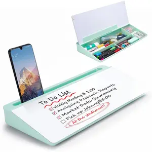 Desktop Whiteboard Dry-Erase-Board - Computer Keyboard Stand White Board Surface Pad with Drawer, Desk Organizers with Accessories for Office, Home, School Supplies - Green
