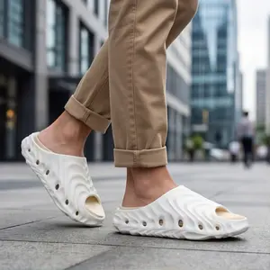 shoeslocker Men's EVA Cushion Slides Breathable Hole Design Non-Slip Beach & Casual Slippers Comfy Cozy Walking Shoes for Men - Boy, Flipflop, Footwear, Casual Shoes Clogs