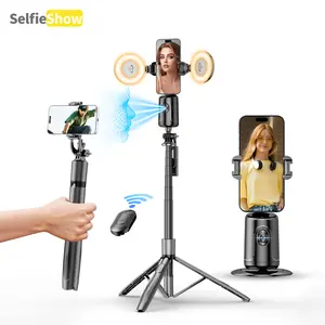 Auto Face Tracking Tripod, 62 inch Alloy Black Phone Tripod, 360° Face Tracking (No App Required), Gesture Control. Photography Accessory, Selfie Stick