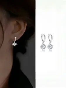 925 silver hypoallergenic earrings, set in pairs, women's square round bead earrings with a light luxury and versatile temperament. Suitable for couples, girlfriends, daily weddings, banquets, sea vacations, Thanksgiving and Christmas, with anti-oxidation