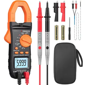 Digital Clamp Meter 6000 Count - 800A DC AC Current Ammeters   Multimter, TRMS NCV Continuity Capacitance Resistance Frequency Diode Hz Tester, with Test Leads,  Clips