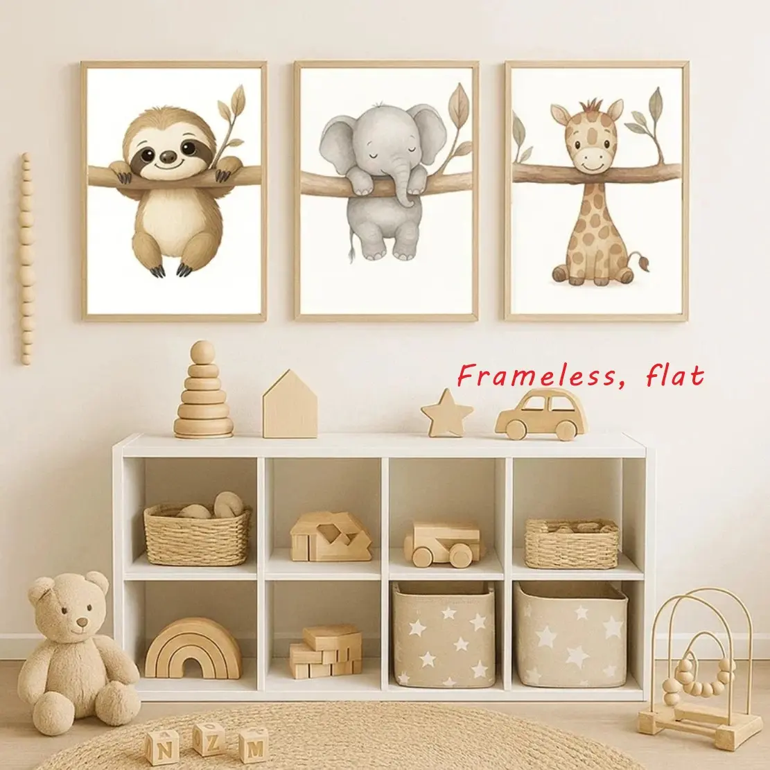 3-Piece Set / Adorable Animal Wall Art Posters Cute Artwork Elephant and Giraffe Nursery Decor Perfect for Children's Rooms, Bedrooms, or Living Room Decor Gift-Ready Posters, Home Wall Decor, Frameless Wall Decor