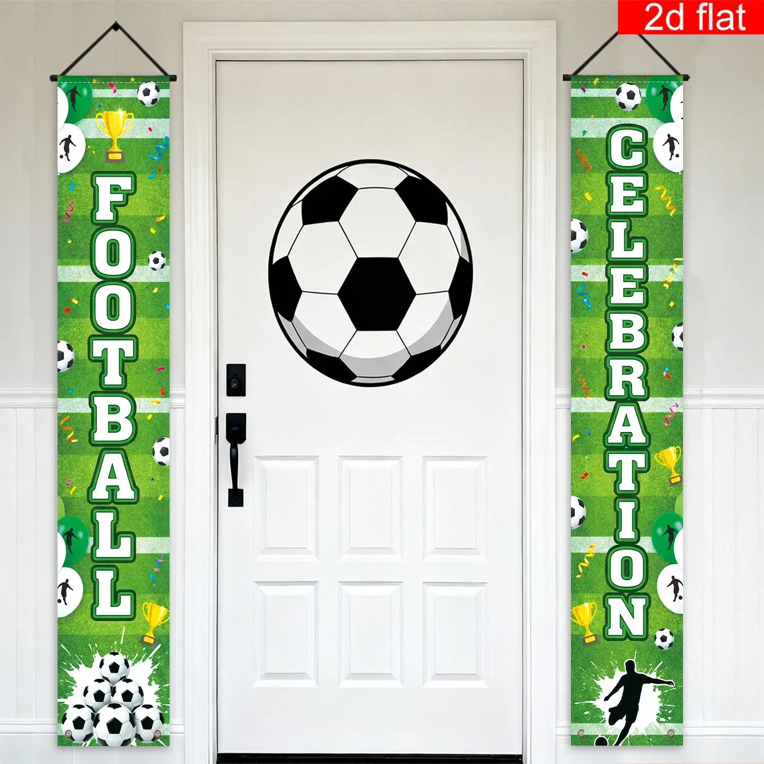 2D Football Banner Set, Polyester Material, Background, Soccer Theme Party Decor, Indoor Outdoor Use, Fan Celebration Supplies